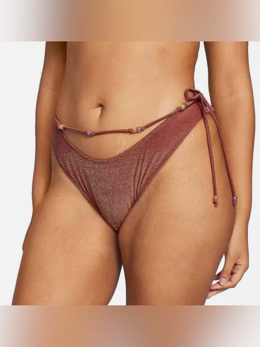 Wild Fable Brown Sparkle Swimsuit Bikini Bottom L